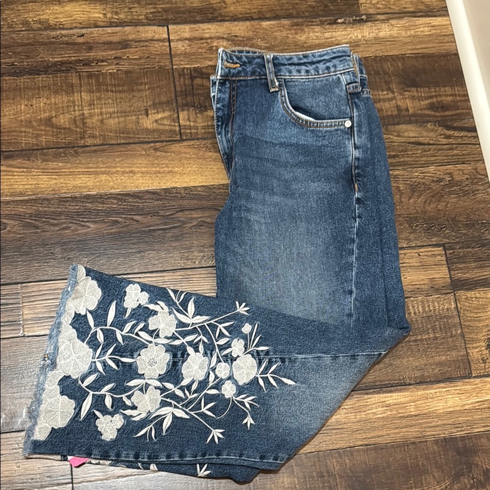 Anthropologie pilcro Embroidered Blue Jeans